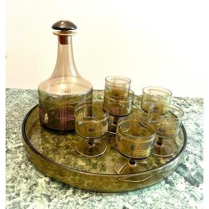 Daum Nancy Art Deco Smoked Glass Service