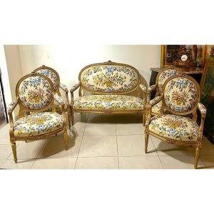 Louis XVI Style Salon Aubusson Tapestry Late 19th Century