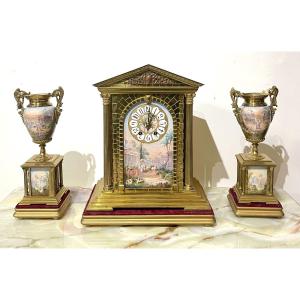 Napoleon III Period Bronze And Porcelain Garniture