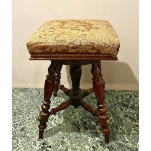 Piano Stool With Tapestry Top And Dragon Decoration, Napoleon III Period