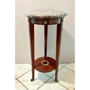 Empire Style Pedestal Table With Marble Top