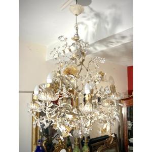 8-arm Painted Metal Chandelier From The 80s
