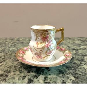 Limoges Porcelain Cup And Saucer, Late 19th Century