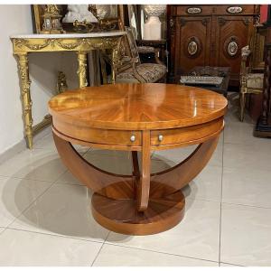 Hugues Chevalier Large Art Deco Style Pedestal Table