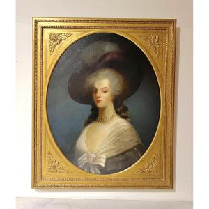 Portrait Of An Elegant Woman In A Hat, 19th Century