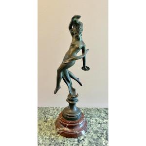 Bronze Dancer With Cymbals Art Nouveau Signed "faure"