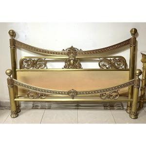 1.60m Gilt Brass Bed From The 1970s And 1980s