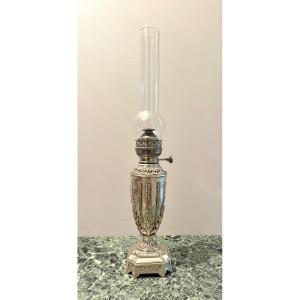 Oil Lamp In The Louis XVI Style, Silvered Bronze, Late 19th Century