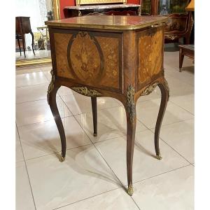 Marquetry Coffee Table Forming A Bar Transitional Style 20ty Century