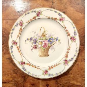 Limoges Porcelain Plate, Louis XVI Style, 19th Century