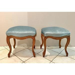 Pair Of Louis XV Style Stools, 19th Century