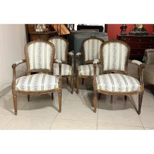 Four Cabriolet Armchairs Lxvi XVIIIth Century