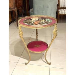 Bronze And Porcelain Pedestal Table, 20th Century