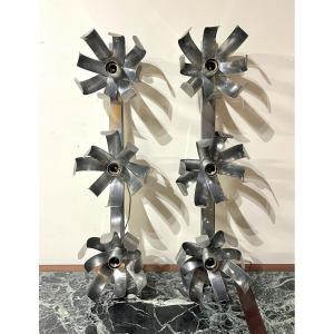 Pair Of 70's Chrome Sconces