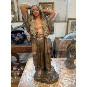 Polychrome Terracotta Signed Wien And Monogram Bb