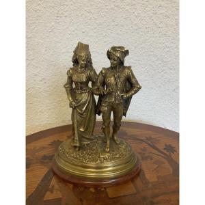 Bronze Group Of A Couple Of Troubadours