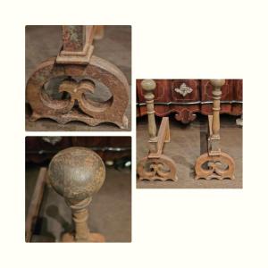 Important Pair Of Iron Andirons