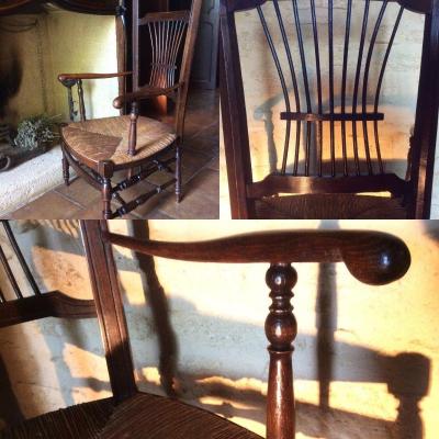 Straw Armchair With High Back Provencal