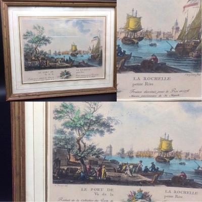 Color Engraving Of The Port Of La Rochelle