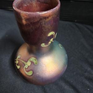 Gaziello Jean (1891 - 1957) - Iridescent Ceramic Vase With Mistletoe Decoration Signed Gaziello Vallauris