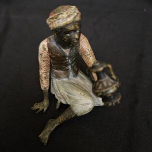 Vienna Bronze. Seated Orientalist Figure Holding A Lantern