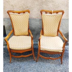 Pair Of Walnut Armchairs