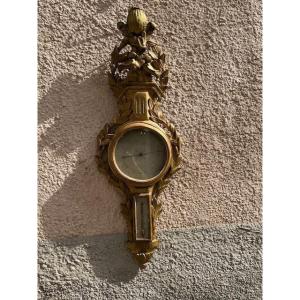 Barometer In Golden Wood