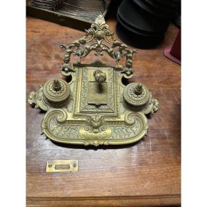 Double Bronze Inkwell