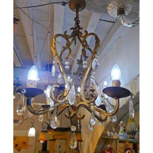 Wrought Iron Chandelier With Pendants