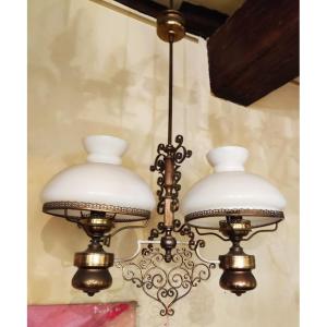 Double Opaline Chandelier