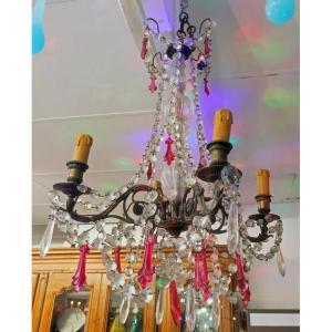 Brass Chandelier With Pendants