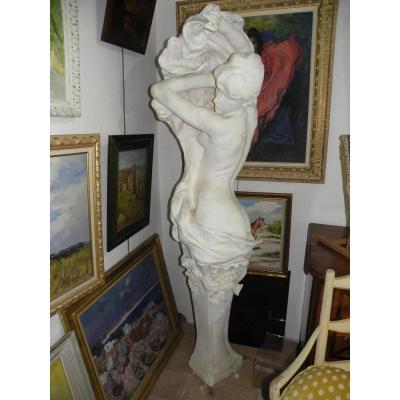 Caryatids Model Plaster Signed Injalbert