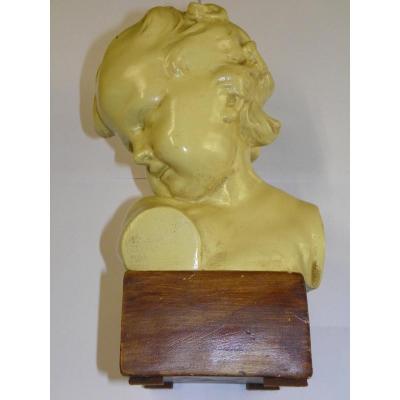 Plaster Child Bust Sculpture