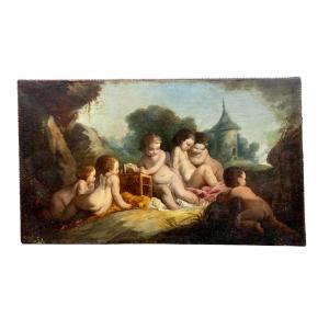 Large Painting, The Putti, French School, Late 18th Century, School Of François Boucher