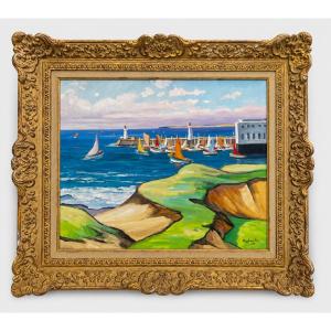 Painting Of The Port Of Les Sables d'Olonne By Gaston Balande