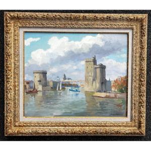 Painting Of The Port Of La Rochelle Signed Louis Suire île De Ré