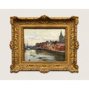 Painting Of The Canal From Marans To La Rochelle By Ernest Chevalier