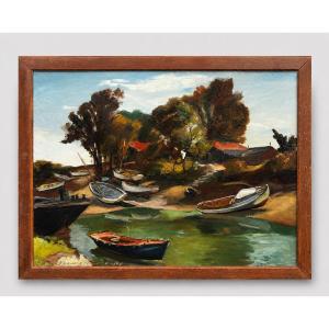 Painting Of The Channel In The Seudre Estuary By Louis Berthomme, Saint-andré-d'oléron, Royan 