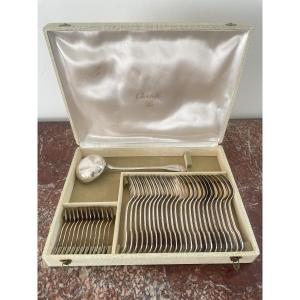 Christofle Silver Metal Cutlery Set "uniplat" Model