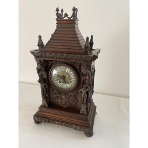 19th Century Renaissance Style Wooden Clock 