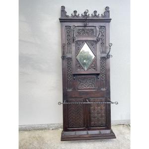 Neo-gothic Oak Coat Rack 