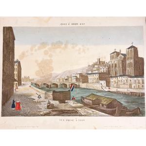 Engraving View Taken Of Lyon 18th