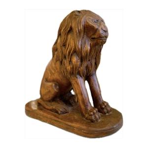 Fruitwood Sculpture Of A Lion