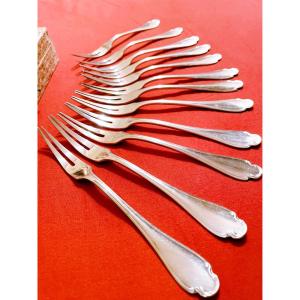 12 Alfénide Snail Or Fruit Forks (christofle)