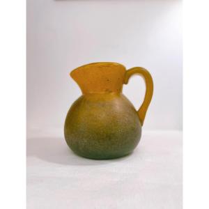 Pitcher In Marbled Orange And Blue-green Glass Paste By Georges De Feure