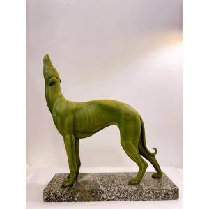 Large Greyhound Sculpture In Regule Irénée Rochard