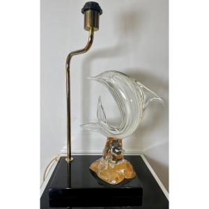Lamp Base, Blown Glass Fish. Around 1970