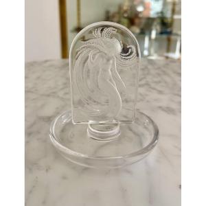 Art Deco Style Ring Holder In Lalique Crystal "naiad"