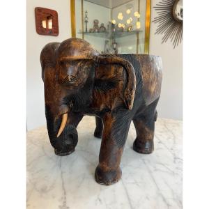 Carved Wooden Elephant Stool. Africa 1960, Primitive Art