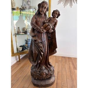 Wooden Sculpture Of The Virgin And Child, Late 19th Century